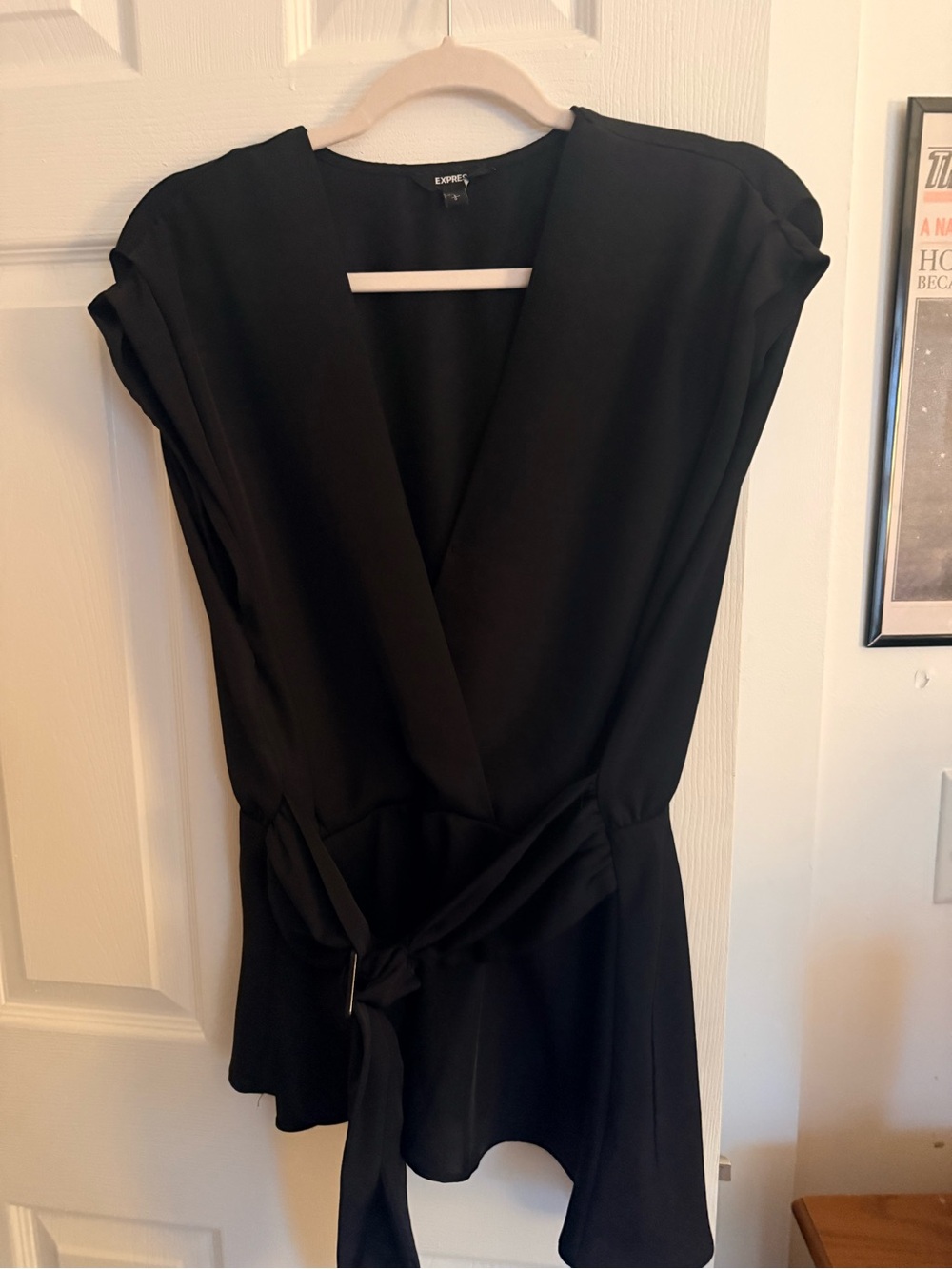 Express Black V-Neck Wrap Top